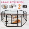 Advwin 24" Pet Playpen Dog Dence Exercise Pen, 8 Panel Pet Dog Playpen Puppy Enclosure Fence Play Pen, Indoor/Outdoor Foldable Metal Fitness Pen (Black, 61x79x8cm)