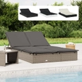 Sun Lounger 2-Person Day Bed Double Sunbed with Cushions Poly Rattan vidaXL