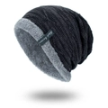 Nevenka Men Women Winter Warm Stretchy Beanie Cap Hat Fleece Lined-Black