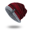 Nevenka Men Women Winter Warm Stretchy Beanie Cap Hat Fleece Lined-Red