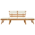 vidaXL Solid Acacia Wood Garden Bench with Cushions 2-in-1 Patio Multi Colours