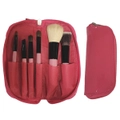 6 Piece Travel Makeup Brush Set Soft Bristle with Zip Up Carry Case Pink