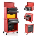 Costway Heightening Combination Tool Cabinet 6-Drawer Rolling Tool Chest Organizer w/Handle&Hooks Garage Warehouse