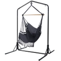 Outdoor Hammock Chair with Stand Tassel Hanging Rope - Grey