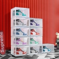 Furb 10PCS Shoe Display Box Plastic Container Stackable Boxes Storage Case Shoe Sneaker Bins Smoke