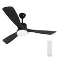 Krear 52" Ceiling Fan With Light Wooden Blade Fans DC Motor Remote Control Black For Living Room