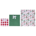 3pc Ladelle Jingle Reusable Recycled Cotton Gift Bags 20x20/28x30/38x40cm