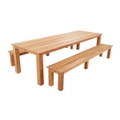 Barbados Outdoor Teak 3M Rectangle Table With 2 Bench Seats