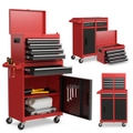Costway 2in1 Tool Chest Trolley Rolling Tool Box Detachable Storage Cabinet w/Adjustable Shelf Home Garage Warehouse