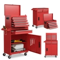 Costway 2in1 Tool Chest Trolley Rolling Tool Box Detachable Storage Cabinet w/Adjustable Shelf Home Garage Warehouse, Red