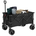 Advwin Foldable Wagon Cart 200L/150KG Garden Trolley Outdoor Trailer 4" Wheels w/Brake