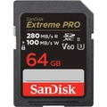 SanDisk Extreme PRO 64GB UHS-II SDXC Card UHS-II, C10, U3, V30, 280MB/s R, 100MB/s Write ,Exceptional and Super-Reliable 6K and 4K UHD Video Capture [SDSDXEP-064G-GN4IN]