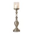 SOGA 49.5cm Glass Candlestick Candle Holder Stand Pillar Glass/Iron Metal