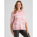 MILLERS - Womens Jumper - Long Winter Sweater - Pink Pullover - Zebra Intarsia - Long Sleeve - Animal Print - Scoop Neck - Feather - Casual Work Wear