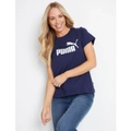 PUMA - Womens Winter Tops - Blue Tshirt / Tee - Cotton - Graphic - Smart Casual - Fitted - Short Sleeve - Crew Neck - Regular - Office Work Wear
