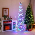 Costway 210CM Pre-lit Spiral Christmas Tree Xmas LED String Lights Collapsible Color Changing Decor Party