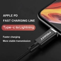 Pisen 6940735465375 1m Braided Lightning to USB-C PD Fast Charge Cable Black Support 3A