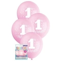 1st Birthday Stars Latex Balloons Pink