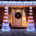 Costway 2x 2.1M Pre-lit Spiral Christmas Tree Xmas LED String Lights Collapsible Color Changing Decor Party
