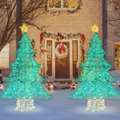 Costway 2x 124CM Pre-lit Artificial Christmas Tree Light Christmas Decoration w/520 LED Lights Garden Lawn Yard