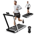 Costway 2in1 Electric Treadmill 12kmh Folding Incline Running Machine w/LED Display&Bluetooth Speaker/Remote Control/Foldable Armrests Home Gym White