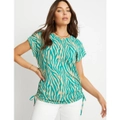 ROCKMANS - Womens Summer Tops - Green Tshirt / Tee - Cotton - Animal - Clothes - Zebra - Relaxed Fit - Short Sleeve - Crew Neck - Regular - Work Wear