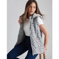 ROCKMANS - Womens Long Cotton Jacket - Grey Winter Coat - Animal Print - Puffer - Sleeveless - Leopard - Blazer - Padded - Casual Clothing - Work Wear