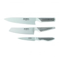 Global Cook 3pc Knife Set - 9cm Paring & 14cm Vegetable 20cm Cook - Made in Japan