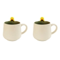 2x Urban Cute Duck Hanger 13cm Ceramic Mug Drinkware Cup w/ Handle White/Green