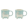2x Urban Animal Rabbit 14cm Heavy Dolomite Mug w/ Legs Coffee/Tea Drinkware Blue