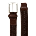 Jeff Banks Mens Woven Stretch Belt w/Soft Brushed Metal Buckle Brown
