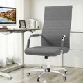 Advwin Office Chair Ergonomic High Back Linen Padded Executive Computer Swivel Work Seat Dark Grey