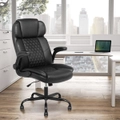 Advwin Executive Office Chair PU Leather High Back Padded Seat Ergonomic Computer Gaming Chair Black