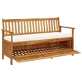 Outdoor Garden Storage Bench 148cm Wooden Seat With Cushion Patio Furniture