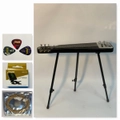 Haze Solid Body Electric LAP Steel Guitar, Metallic Black +Glass Tone Bar, Stand, Tuner, String and Picks - HSLT1920MBK2SB