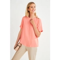 Emerge - Womens Tops - Linen Blend Button Shoulder Detail Top