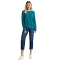 Emerge - Womens Jumper - Regular Winter Sweater - Green Pullover - Drop Shoulder - Long Sleeve - Jade - V Neck - Rib Sleeve - Casual Work Clothing