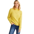 Emerge - Womens Jumper - Regular Winter Sweater Green Pullover Pointelle Detail - Long Sleeve - Moss - High Neck - Elastane - Fashion Work Clothing