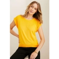 Urban - Womens Summer Tops - Gold Tshirt / Tee - Elastane - Casual Clothing - Relaxed Fit - Short Sleeve - Crew Neck - Regular - Office Work Wear