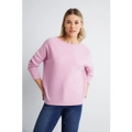 Emerge - Womens Jumper - Regular Winter Sweater - Purple Pullover Drop Shoulder - Long Sleeve - Lilac - Boat Neck - Rib Sleeve - Casual Work Clothing
