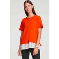 Urban - Womens Summer Tops - Orange Tshirt / Tee - Cotton - Casual Clothing - Relaxed Fit - Crew Neck - Long - Light - Office Fashion - Work Wear