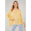 Emerge - Womens Jumper - Long Summer Sweater - Yellow Pullover - Textured Casual - Knitwear - 3/4 Sleeve - Geometric - Crew Neck - Comfy Work Clothing