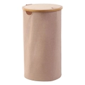 Sherwood Home Tall Round Linen and Bamboo Laundry Hamper with Cover Rose Gold