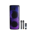 Bluetooth Karaoke Machine Fire Light Dual Wireless UHF Microphones Party Speaker ED-1007