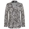 ROCKMANS - Womens Winter Tops - White Blouse / Shirt - Smart Casual Clothing - Zebra - Relaxed Fit - Long Sleeve - V Neck - Regular - Office Work Wear