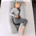 Pregnancy Pillow Full Body Support Maternity Pillow with Detachable Cover, Nursing Pillow for Back, Hips, Legs, Belly Gray