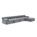Foret 5 Seater Sofa Modular Arm Ottoman Tufted Velvet Lounge Couch Light Grey