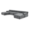 Foret 6 Seater Sofa Modular Arm Ottoman Tufted Velvet Lounge Couch Chaise Dark Grey