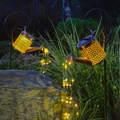Solar Powered Outdoor Garden Metal Watering Can LED String Light