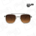 Spitfire UK DNA4 Square Dark Gradient Designer Sunglasses for Men & Women's Shades UV400 Protection Acetate Frame Full Rim - Silver - Brown